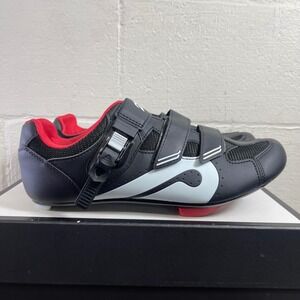Peloton Cycling Shoes Black Red Dual Strap Hook & Loop Men's Size 45 EU/11 US